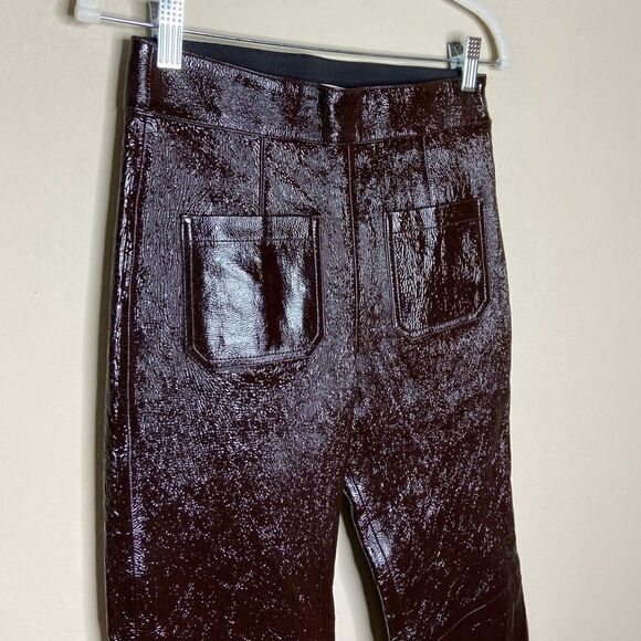 Rare! Dorothee Schumacher Lamb Leather Brown Pants Trousers Wide Leg Size XS - Picture 9 of 11